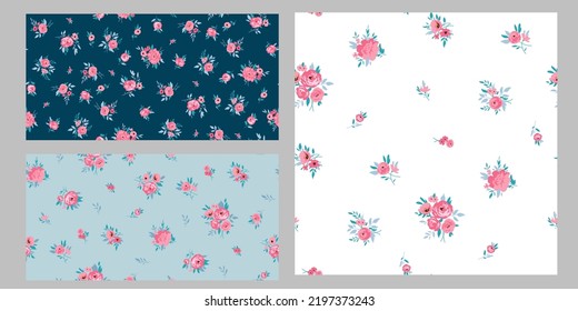 Collection of spring prints with flowers for fabrics and home textile