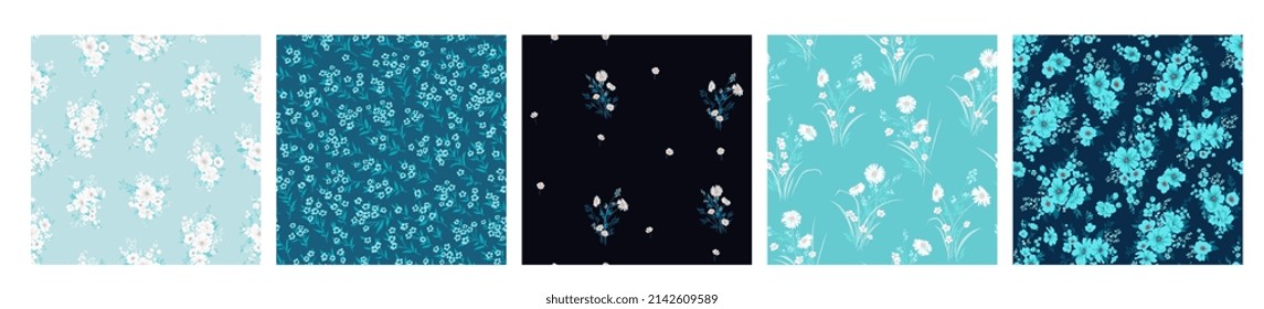 Colección de huellas de primavera en tonos turquesa