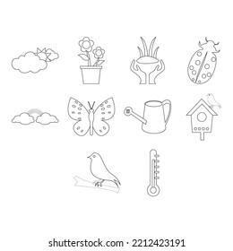 collection of spring season icon vector