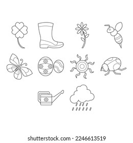 collection of spring season icon vector
