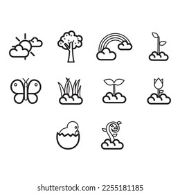 collection of spring season icon vector