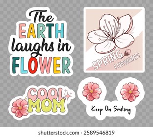 Collection of spring stickier, the earth laughs in flower, cool mom, keep on smiling