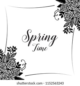 Collection of spring time floral hand draw vector illustration