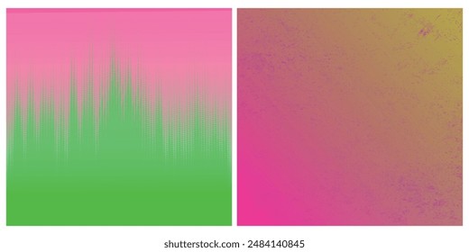 Collection of square abstract backgrounds with halftone patterns in neon colors. Flyer, banner, cover, poster design template. Vector, eps10.