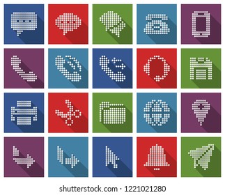 Collection of  square dotted icons: User interface. Set #3
