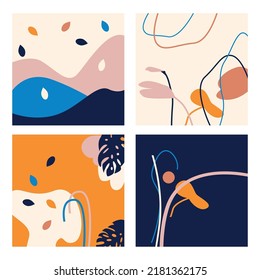 Collection of square highlights for social networks. Abstract natural background.