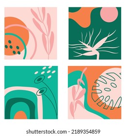 Collection of square highlights for social networks. Abstract natural background.