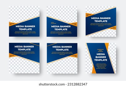 Sammlung quadratischer Vektorbanner-Vorlagen auf Blau und Orange
