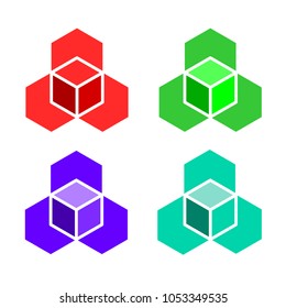 Collection Square   White Background
.Science or construction concept. 3D vector object