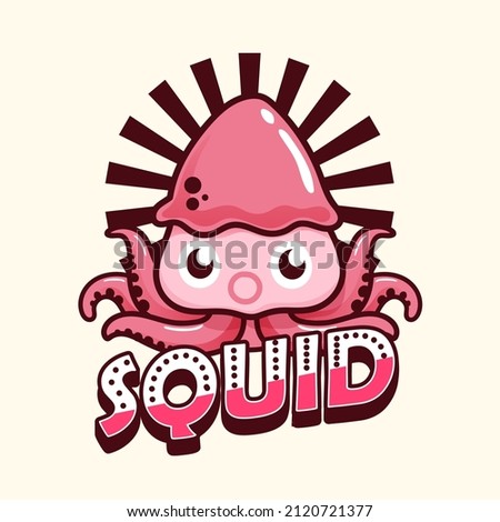 Collection of squid cartoon cute  isolated on white background. Vector illustration.