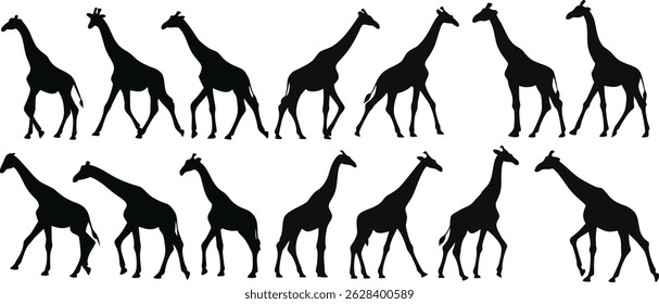 Collection of squirrel silhouettes in various poses, sitting, jumping, running, and climbing. wildlife clipart, forest animal designs, printable art, and vector illustration