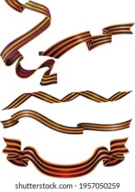 Collection of St. George's ribbons of the Great Patriotic War \, on a white background. Vector image.