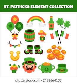 Collection of st patrick elements on white background