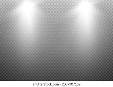Una colección de iluminación escénica. Gran juego Luces luminosas con focos. Lugar que ilumina la escena.