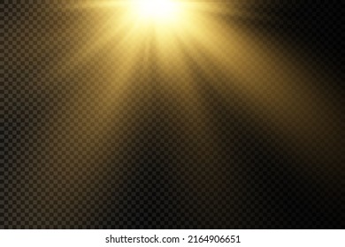 Collection of stage lighting spotlight, scene, stage lighting large collection, projector light effects, bright yellow lighting with spotlights, spot light isolated on transparent background, vector.
