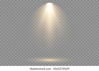 Collection of stage lighting spotlight, scene, stage lighting large collection, projector light effects. Light sources, concert lighting, spotlights. Vector spotlight for studio. Vector illustration