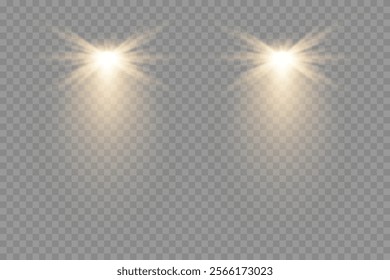 Collection of stage lighting spotlight, scene, stage lighting large collection, projector light effects. Light sources, concert lighting, spotlights. Vector spotlight for studio. Vector illustration