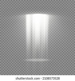 Collection of stage lighting spotlights, bright yellow lighting with spotlights, scene, stage lighting large collection, projector light effects, spot light isolated on transparent background, vector.