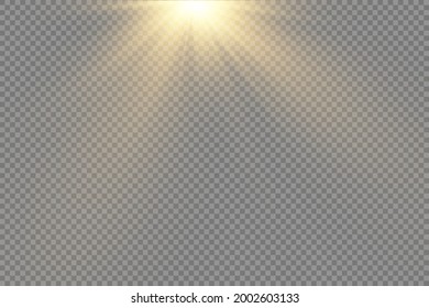 Collection of stage lighting spotlights, scene, stage lighting large collection, projector light effects, bright yellow lighting with spotlights, spot light isolated on transparent background, vector.