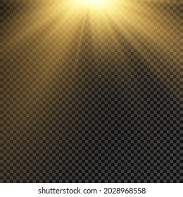 Collection of stage lighting spotlights, scene, stage lighting large collection, projector light effects, bright yellow lighting with spotlights, spot light isolated on transparent background, vector.