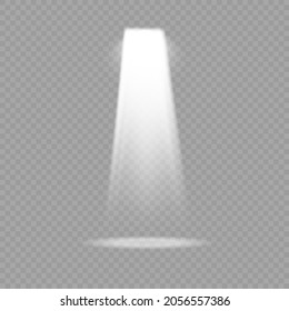 Colección de focos de iluminación escénica, escena, iluminación escénica gran colección, efectos de luz del proyector, iluminación amarillo brillante con focos, luz spot aislada sobre fondo transparente, vector.
