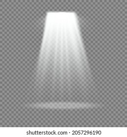 Collection of stage lighting spotlights, scene, stage lighting large collection, projector light effects, bright yellow lighting with spotlights, spot light isolated on transparent background, vector.