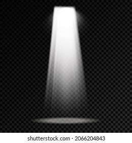 Colección de focos de iluminación escénica, escena, iluminación escénica gran colección, efectos de luz del proyector, iluminación amarillo brillante con focos, luz spot aislada sobre fondo transparente, vector.