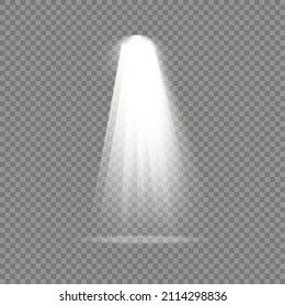 Collection of stage lighting spotlights, scene, stage lighting large collection, projector light effects, bright yellow lighting with spotlights, spot light isolated on transparent background, vector.