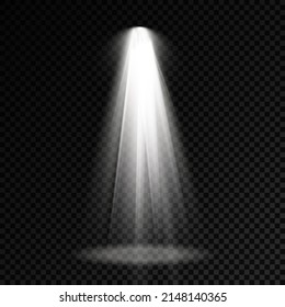 Collection of stage lighting spotlights, scene, projector light effects, bright yellow lighting with spotlights, stage lighting large collection, spot light isolated on transparent background, vector.