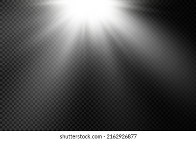 Collection of stage lighting spotlights, scene, stage lighting large collection, projector light effects, bright white lighting with spotlights, spot light isolated on transparent background, vector.