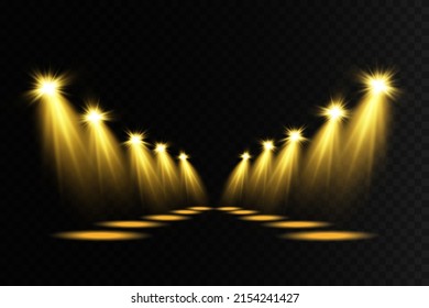 Collection of stage lighting, transparent effects. Vector spotlights. Scene. Light effects. Vector illustration EPS10