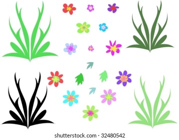 Collection of Stalks and Flowers Vector