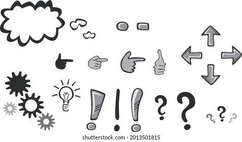 collection of standard elements for presentation in comic style
