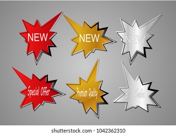 collection of star burst sticker label stamp button vector illustration vector