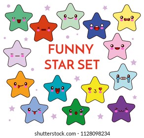Collection of star cartoon the white background vector illustration EPS