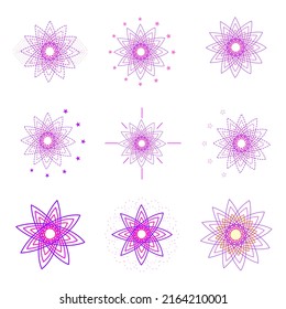 Collection of star flower burst snowflake decoration abstract background wallpaper template vector illustration