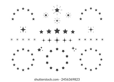 Colección de la decoración del icono de la estrella con estrellas circulares para el borde