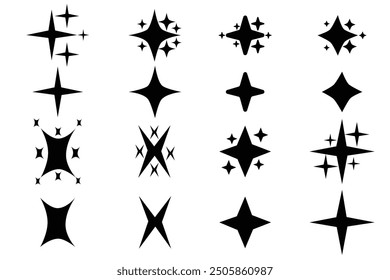 collection of star icons in vector, shining icons, shiny, sparkling, etc