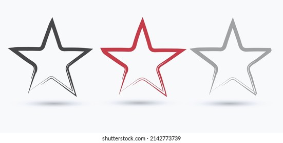 Collection of star illustrations. It is a line used for various media in the design. on a gray background