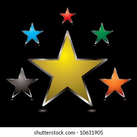Collection of star shaped buttons with a metallic bevel