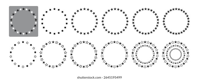 Colección de bordes circulares en forma de estrella en varios Diseños.