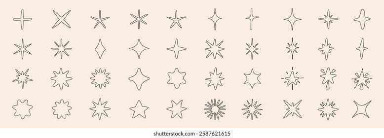 Collection of star shapes, featuring various star designs.