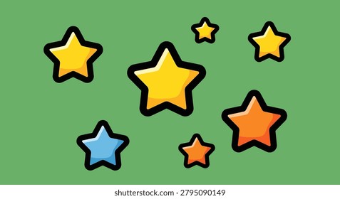 Collection of star shapes in various colors