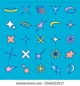 collection of star shapes and vector stripes