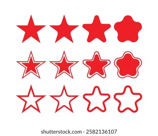 Collection of star vector icons on white background