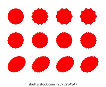 Collection Starburst Sale Stickers  and tags banners. Set of red starburst, starburst labels, half sale, big sale, discount. Zigzag and Wavy Geometric Shapes