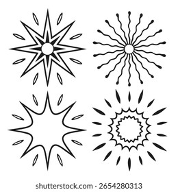 Collection of Starburst and Sunburst Shapes elements Vecter