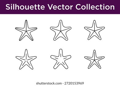 Sammlung von Seestern-Silhouetten einzeln auf weißem Hintergrund