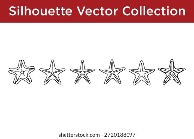 Sammlung von Seestern-Silhouetten einzeln auf weißem Hintergrund