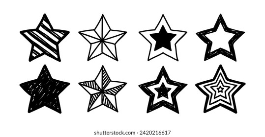 Collection of stars in black colour